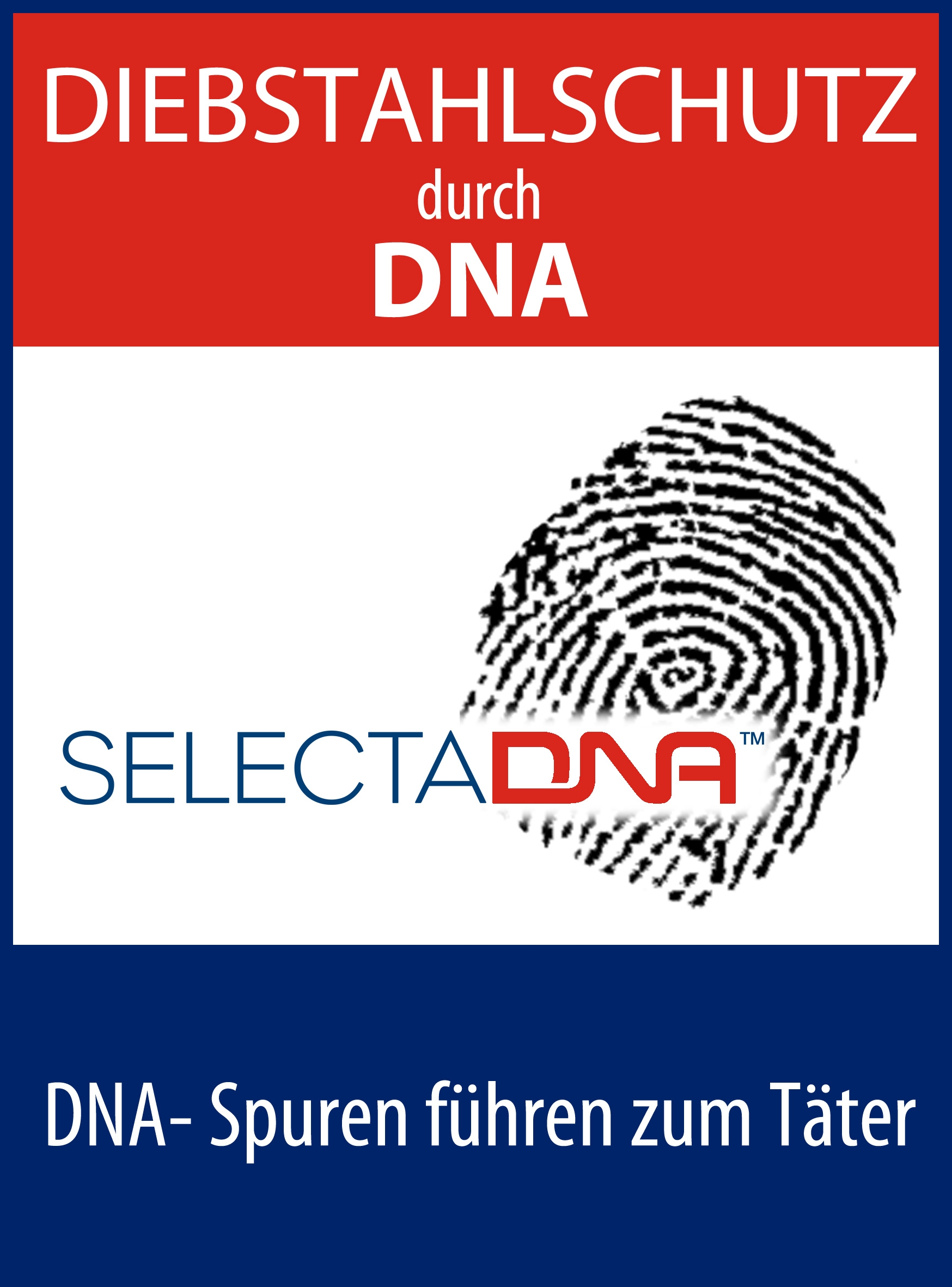 Künstliche DNA - Aufkleber Diebstahlschutz (doppelseitig bedruckt) 150 x  210 mm für Eingangstüre